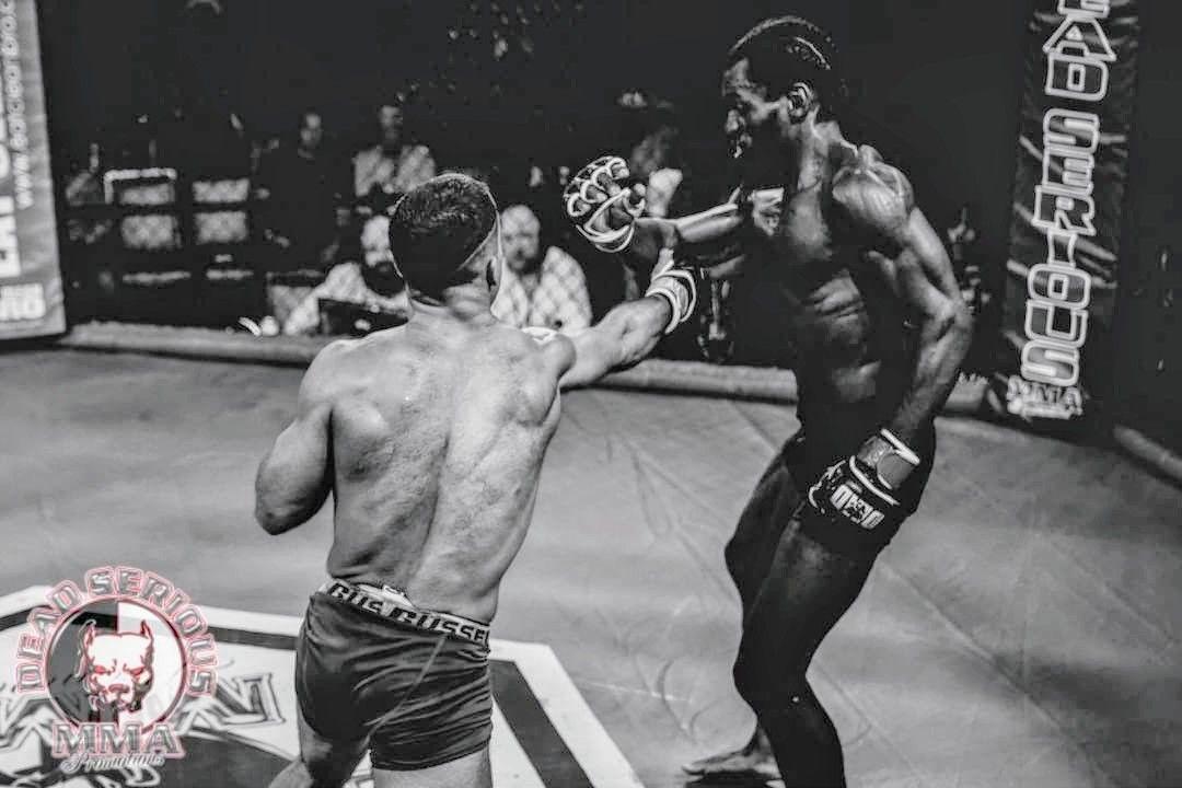 Estevan Soto competing in kickboxing